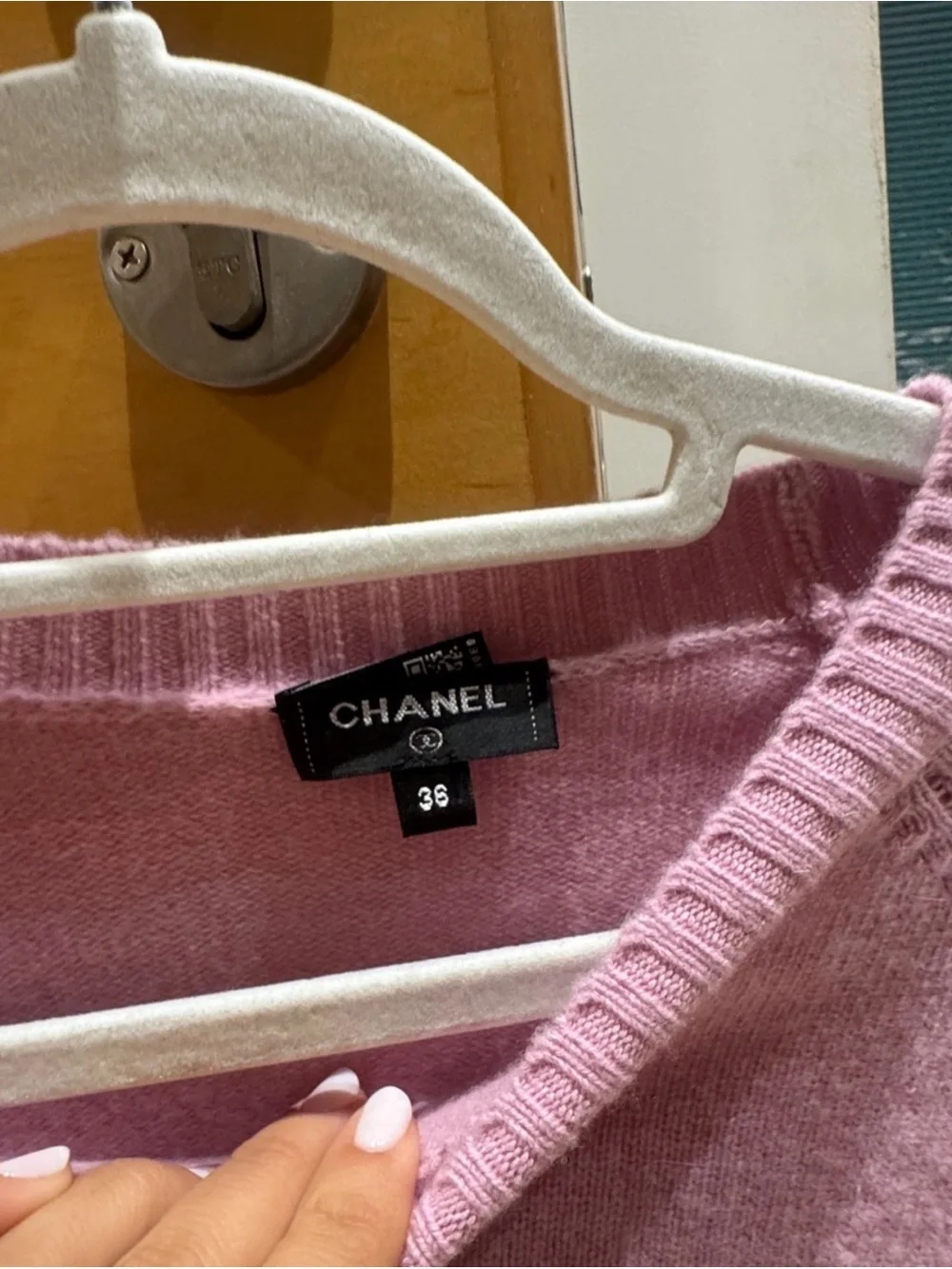 CHANEL Lilac Side-Snap Crewneck Sweater